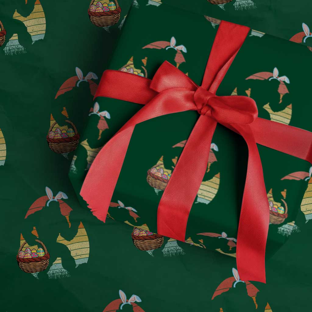 Bigfoot Easter Wrapping Paper Roll Bunny Sasquatch Eggs Retro TS10 Green Print Your Wear