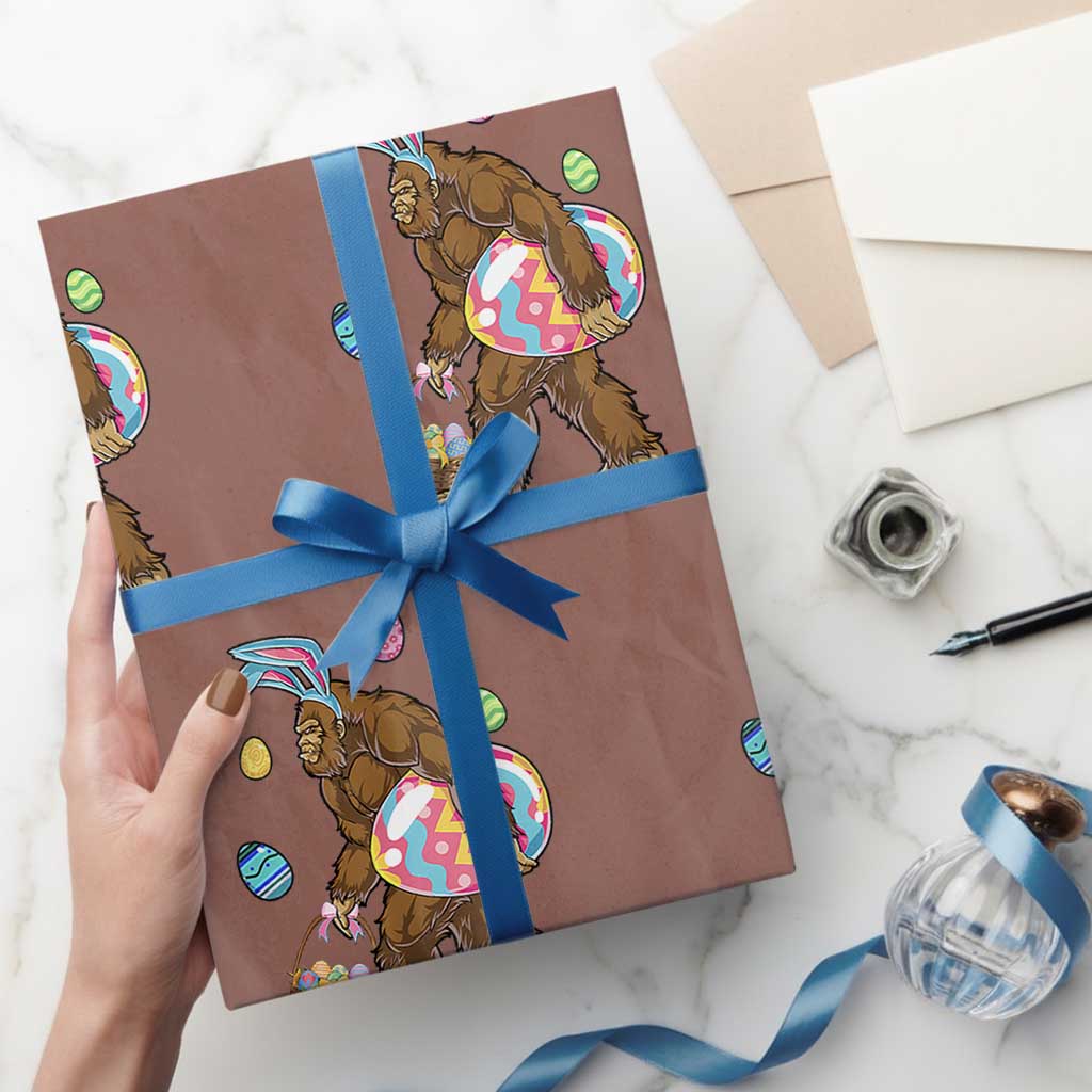 Bigfoot Easter Wrapping Paper Roll Funny Sasquatch Eggs Hunting TS10 Mocha Print Your Wear