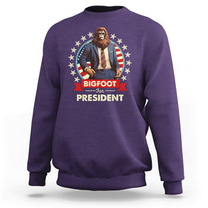 Bigfoot For President Sweatshirt Funny American USA Flag Sasquatch Election TS09 Purple Printyourwear