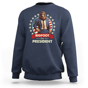 Bigfoot For President Sweatshirt Funny American USA Flag Sasquatch Election TS09 Navy Printyourwear