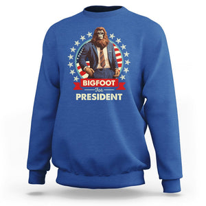 Bigfoot For President Sweatshirt Funny American USA Flag Sasquatch Election TS09 Royal Blue Printyourwear