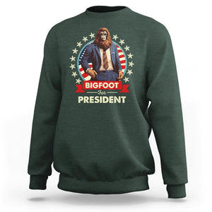 Bigfoot For President Sweatshirt Funny American USA Flag Sasquatch Election TS09 Dark Forest Green Printyourwear