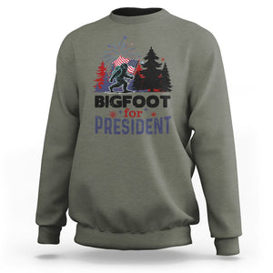 Bigfoot For President Sweatshirt Funny American USA Flag Sasquatch Election TS09 Military Green Printyourwear