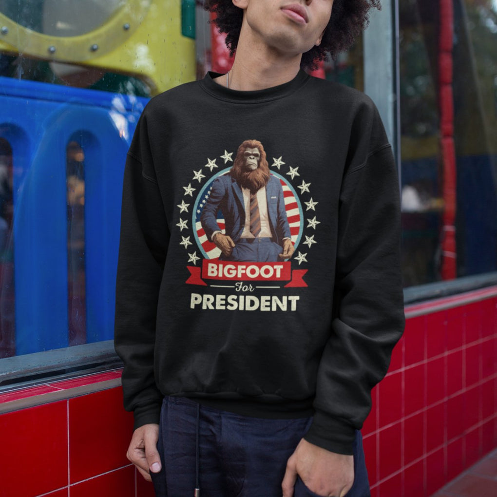 Bigfoot For President Sweatshirt Funny American USA Flag Sasquatch Election TS09 Printyourwear