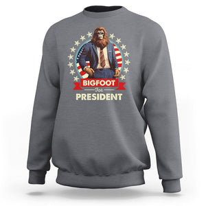 Bigfoot For President Sweatshirt Funny American USA Flag Sasquatch Election TS09 Charcoal Printyourwear