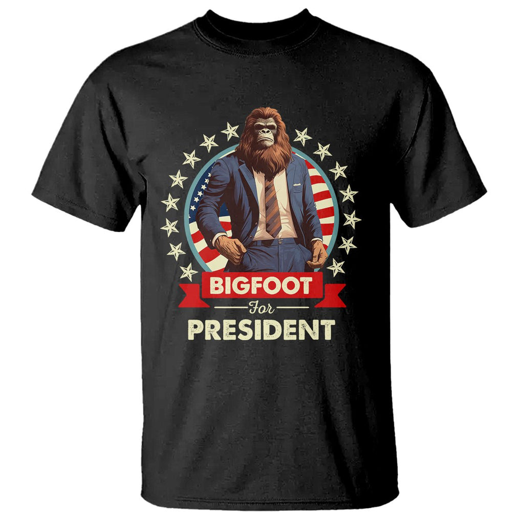 Bigfoot For President T Shirt Funny American USA Flag Sasquatch Election TS09 Black Printyourwear