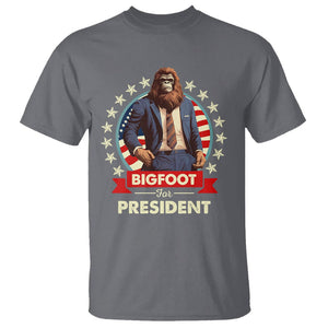 Bigfoot For President T Shirt Funny American USA Flag Sasquatch Election TS09 Charcoal Printyourwear