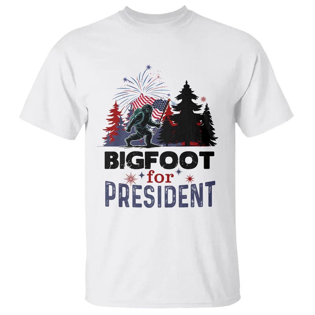 Bigfoot For President T Shirt Funny American USA Flag Sasquatch Election TS09 White Printyourwear