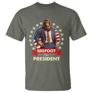 Bigfoot For President T Shirt Funny American USA Flag Sasquatch Election TS09 Military Green Printyourwear