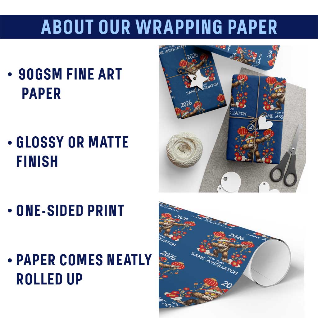 Bigfoot Lunar New Year Wrapping Paper Roll Funny Same Assquatch TS12 Print Your Wear
