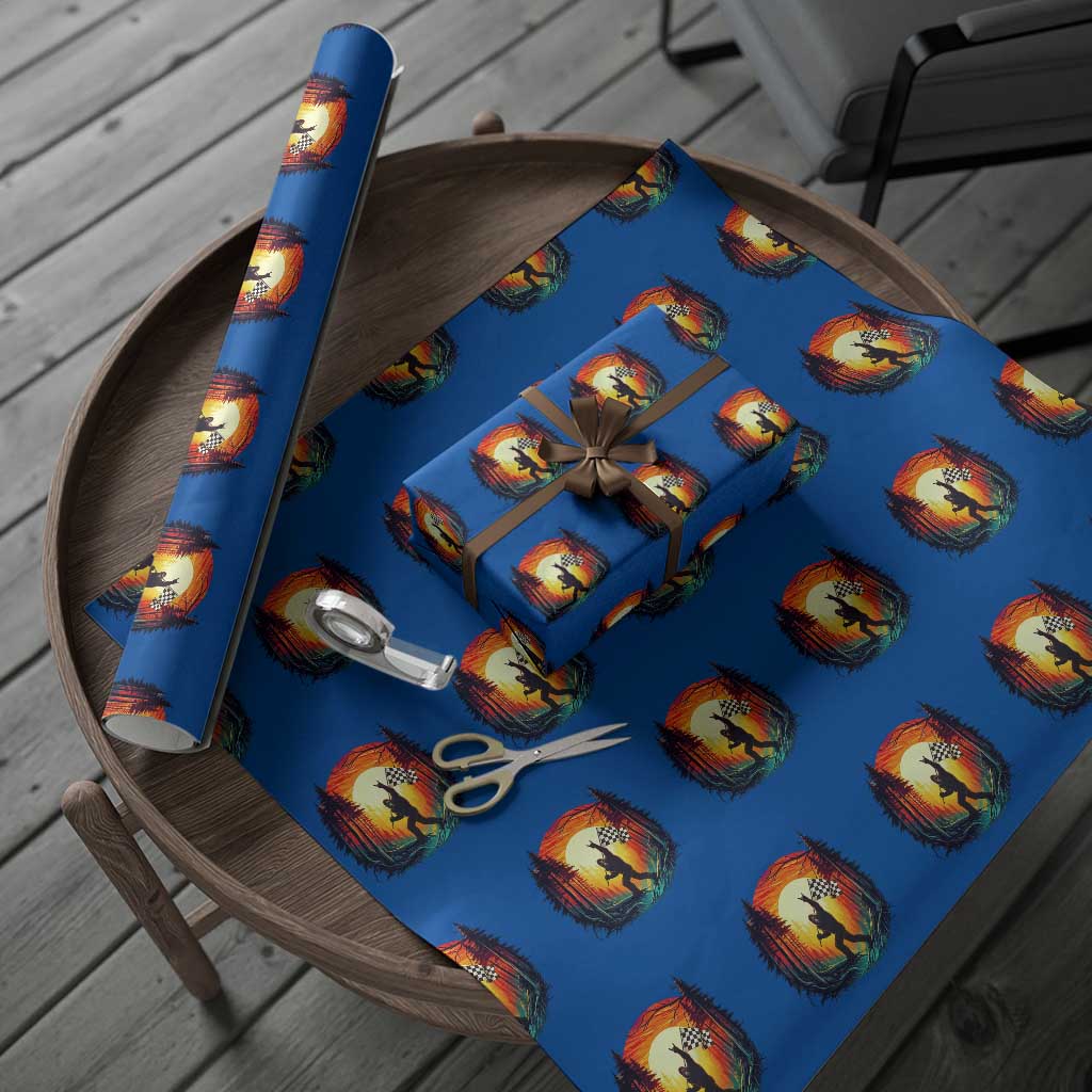 Bigfoot Racing Wrapping Paper Roll Sasquatch Checkered Flag TS14 Blue Print Your Wear