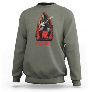 Bigfoot Rock N Roll Sweatshirt Funny Sasquatch Playing Electric Guitar TS09 Military Green Printyourwear