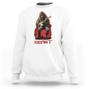 Bigfoot Rock N Roll Sweatshirt Funny Sasquatch Playing Electric Guitar TS09 White Printyourwear