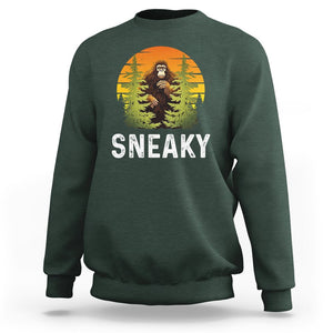 Bigfoot Sneaky Sweatshirt Funny Sasquatch Hiding Retro Forest TS09 Dark Forest Green Printyourwear