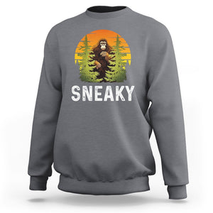 Bigfoot Sneaky Sweatshirt Funny Sasquatch Hiding Retro Forest TS09 Charcoal Printyourwear