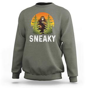 Bigfoot Sneaky Sweatshirt Funny Sasquatch Hiding Retro Forest TS09 Military Green Printyourwear