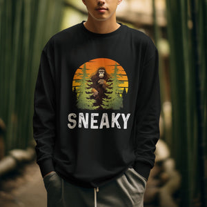 Bigfoot Sneaky Sweatshirt Funny Sasquatch Hiding Retro Forest TS09 Printyourwear