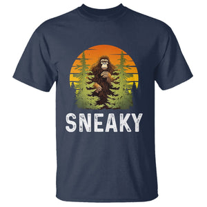 Bigfoot Sneaky T Shirt Funny Sasquatch Hiding Retro Forest TS09 Navy Printyourwear