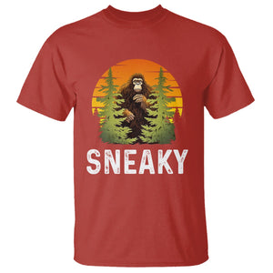 Bigfoot Sneaky T Shirt Funny Sasquatch Hiding Retro Forest TS09 Red Printyourwear