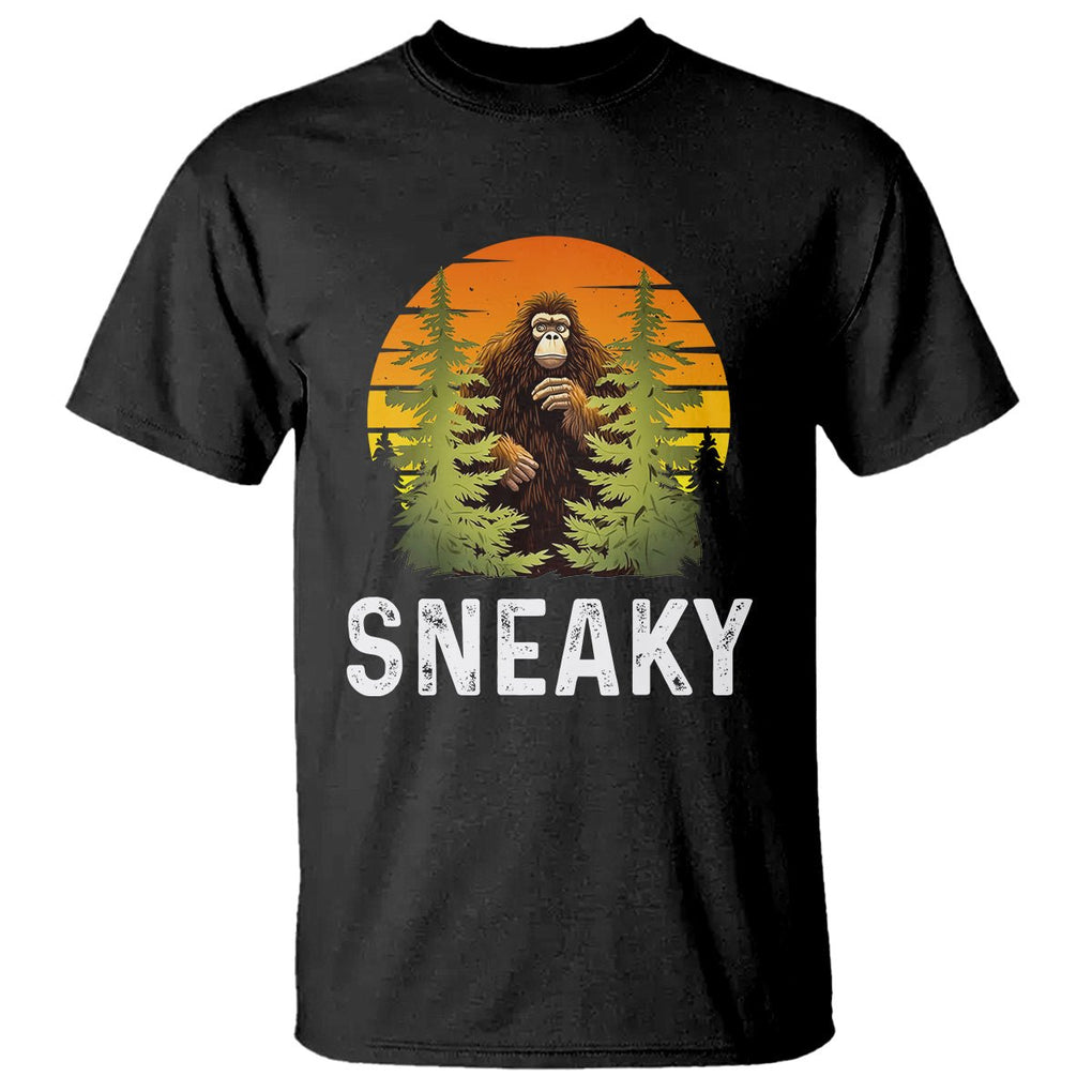 Bigfoot Sneaky T Shirt Funny Sasquatch Hiding Retro Forest TS09 Black Printyourwear