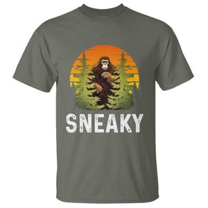 Bigfoot Sneaky T Shirt Funny Sasquatch Hiding Retro Forest TS09 Military Green Printyourwear