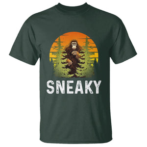 Bigfoot Sneaky T Shirt Funny Sasquatch Hiding Retro Forest TS09 Dark Forest Green Printyourwear