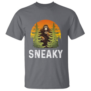 Bigfoot Sneaky T Shirt Funny Sasquatch Hiding Retro Forest TS09 Charcoal Printyourwear