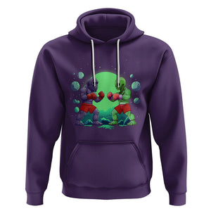 Bigfoot VS Alien Boxing Funny Sasquatch UFO Hoodie TS09 Purple Printyourwear