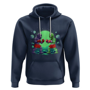 Bigfoot VS Alien Boxing Funny Sasquatch UFO Hoodie TS09 Navy Printyourwear