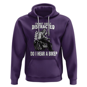 Biker Skeleton Hoodie I'm Not Easily Distracted OMG Do I Hear A Bike Funny Motorcycle Rider TS02 Purple Printyourwear