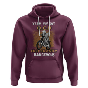 Biker Skeleton Hoodie I've Got OCD Old Cranky Dangerous Dirt Bike Motorcross TS02 Maroon Printyourwear