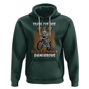 Biker Skeleton Hoodie I've Got OCD Old Cranky Dangerous Dirt Bike Motorcross TS02 Dark Forest Green Printyourwear