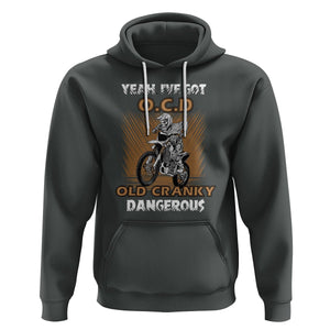 Biker Skeleton Hoodie I've Got OCD Old Cranky Dangerous Dirt Bike Motorcross TS02 Dark Heather Printyourwear