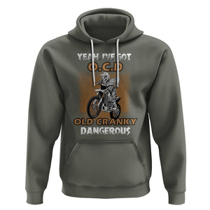 Biker Skeleton Hoodie I've Got OCD Old Cranky Dangerous Dirt Bike Motorcross TS02 Military Green Printyourwear