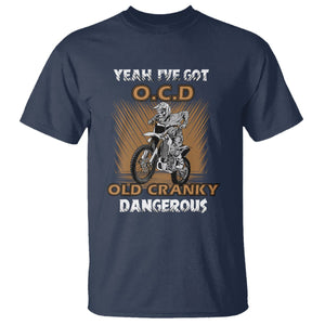 Biker Skeleton T Shirt I've Got OCD Old Cranky Dangerous Dirt Bike Motorcross TS02 Navy Printyourwear