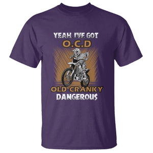 Biker Skeleton T Shirt I've Got OCD Old Cranky Dangerous Dirt Bike Motorcross TS02 Purple Printyourwear