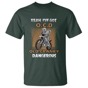 Biker Skeleton T Shirt I've Got OCD Old Cranky Dangerous Dirt Bike Motorcross TS02 Dark Forest Green Printyourwear