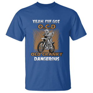 Biker Skeleton T Shirt I've Got OCD Old Cranky Dangerous Dirt Bike Motorcross TS02 Royal Blue Printyourwear