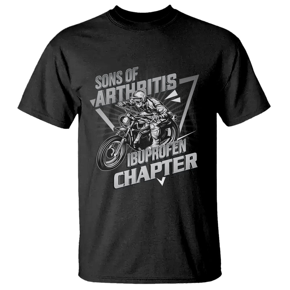 Biker Skeleton T Shirt Sons Of Arthritis Ibuprofen Chapter Dirt Bike TS02 Black Printyourwear