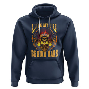 Biker Skull Hoodie I Live My Life Behind Bars Motorcycle Rider TS02 Navy Printyourwear