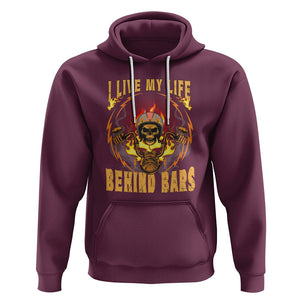 Biker Skull Hoodie I Live My Life Behind Bars Motorcycle Rider TS02 Maroon Printyourwear