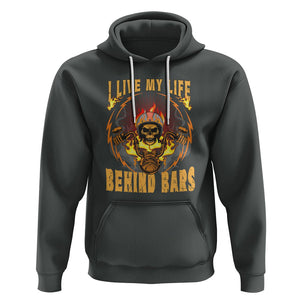 Biker Skull Hoodie I Live My Life Behind Bars Motorcycle Rider TS02 Dark Heather Printyourwear