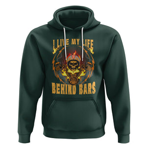 Biker Skull Hoodie I Live My Life Behind Bars Motorcycle Rider TS02 Dark Forest Green Printyourwear