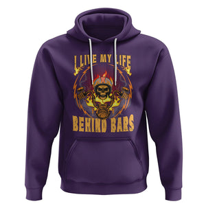 Biker Skull Hoodie I Live My Life Behind Bars Motorcycle Rider TS02 Purple Printyourwear