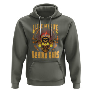 Biker Skull Hoodie I Live My Life Behind Bars Motorcycle Rider TS02 Military Green Printyourwear