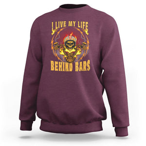 Biker Skull Sweatshirt I Live My Life Behind Bars Motorcycle Rider TS02 Maroon Printyourwear