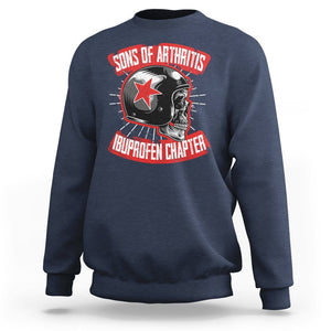 Biker Skull Sweatshirt Sons Of Arthritis Ibuprofen Chapter Motorcycle Rider Gang TS02 Navy Printyourwear