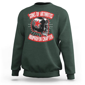 Biker Skull Sweatshirt Sons Of Arthritis Ibuprofen Chapter Motorcycle Rider Gang TS02 Dark Forest Green Printyourwear