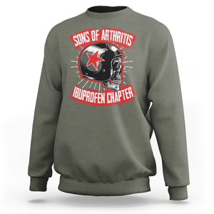 Biker Skull Sweatshirt Sons Of Arthritis Ibuprofen Chapter Motorcycle Rider Gang TS02 Military Green Printyourwear