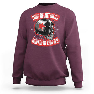 Biker Skull Sweatshirt Sons Of Arthritis Ibuprofen Chapter Motorcycle Rider Gang TS02 Maroon Printyourwear